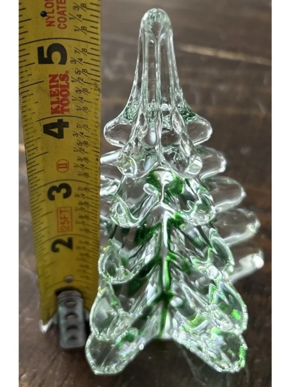 Vintage Christmas Tree Modern Art Glass Green Ribbon 5